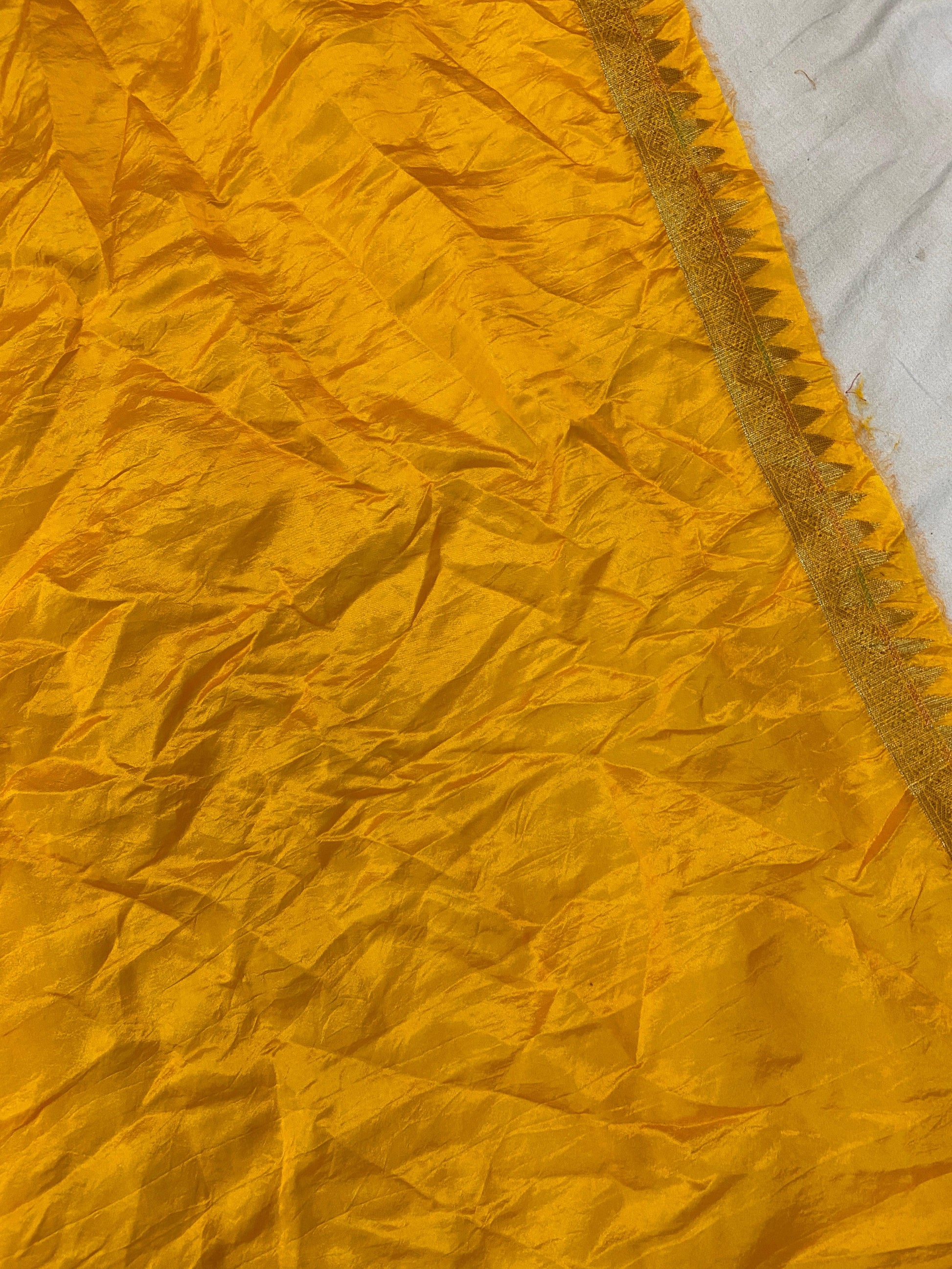 Matt Yellow Pure Banarasi Katan Silk Handloom Saree by Shades Of Benares - banarasi - banarasi saree shop