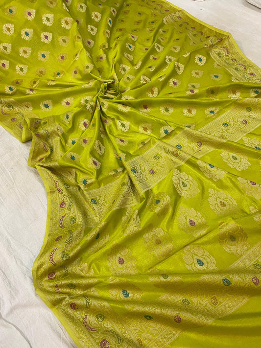 Mint Green Banarasi Katan Soft Silk Handloom Saree by Shades Of Benares - banarasi - banarasi saree shop