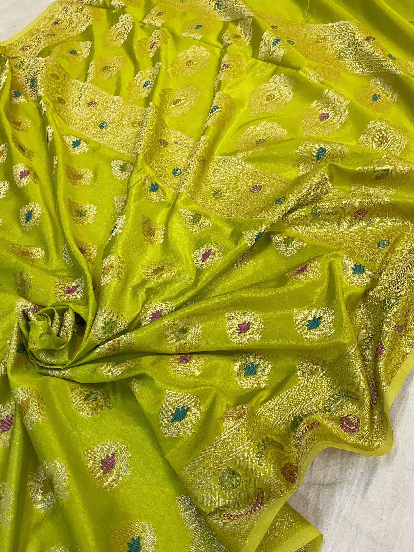 Mint Green Banarasi Katan Soft Silk Handloom Saree by Shades Of Benares - banarasi - banarasi saree shop