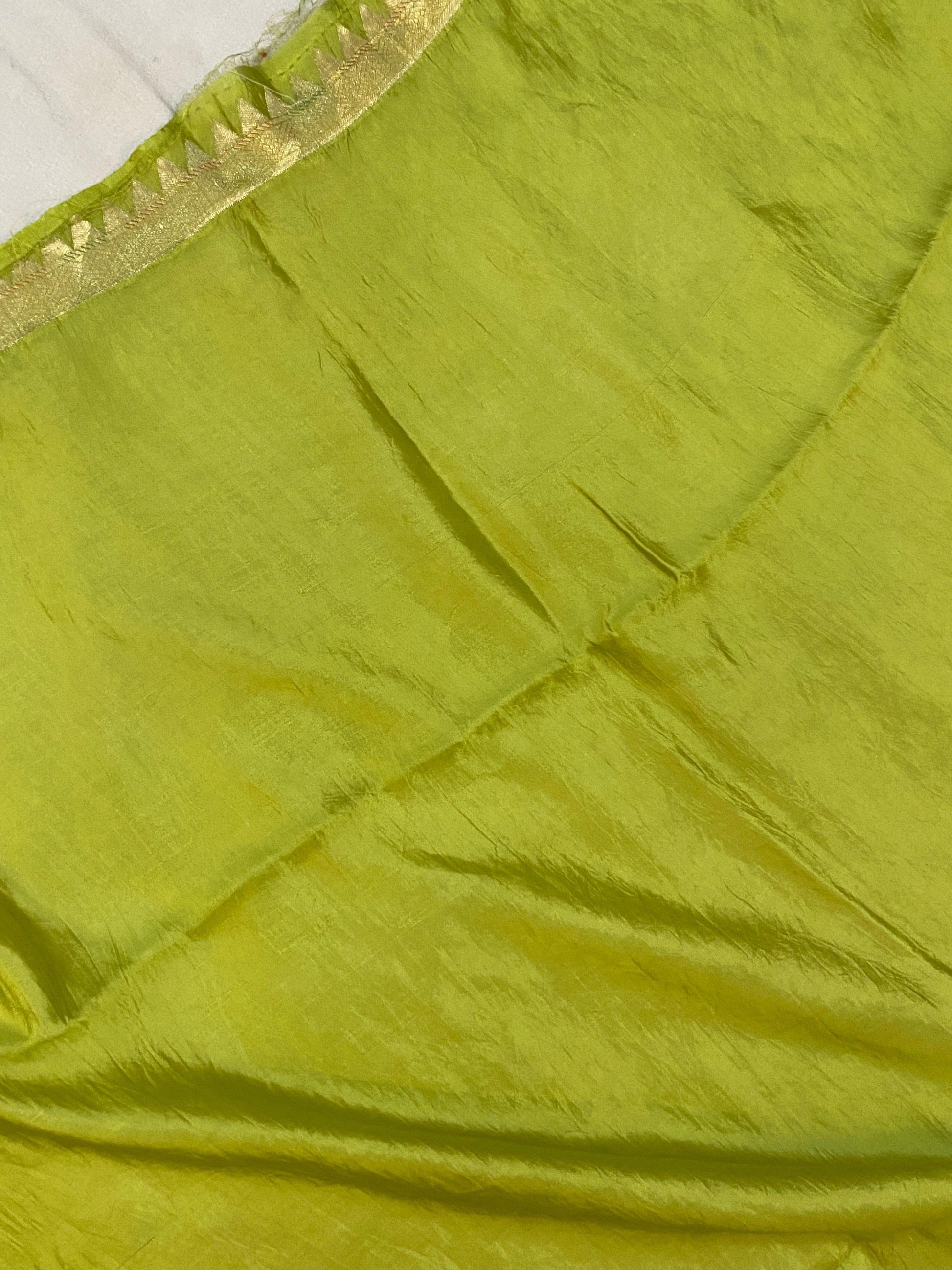 Parrot Green Pure Banarasi Katan Silk Handloom Saree by Shades Of Benares - banarasi - banarasi saree shop