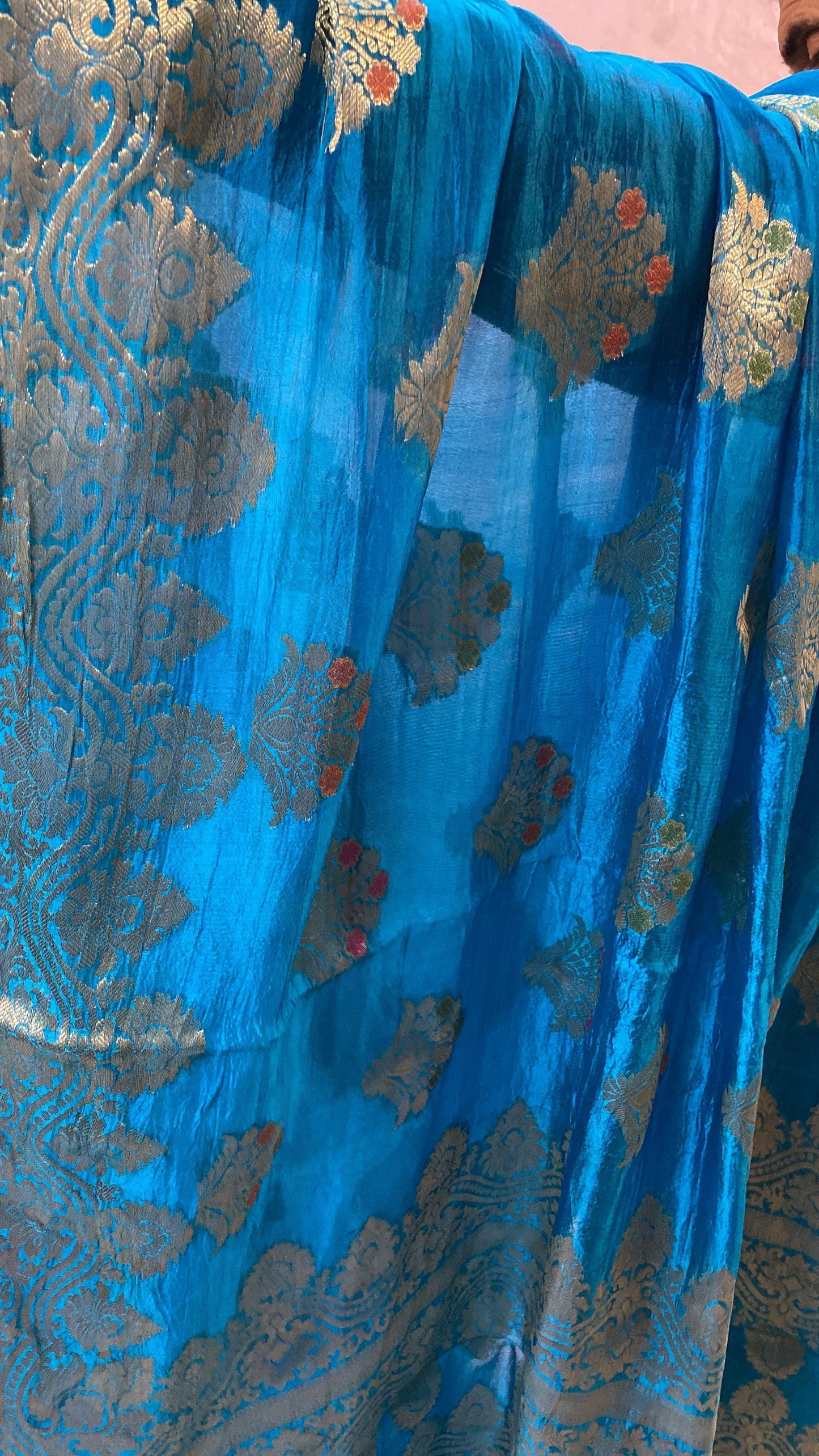 Peacock Blue Pure Banarasi Katan Silk Handloom Saree by Shades Of Benares - banarasi - banarasi saree shop