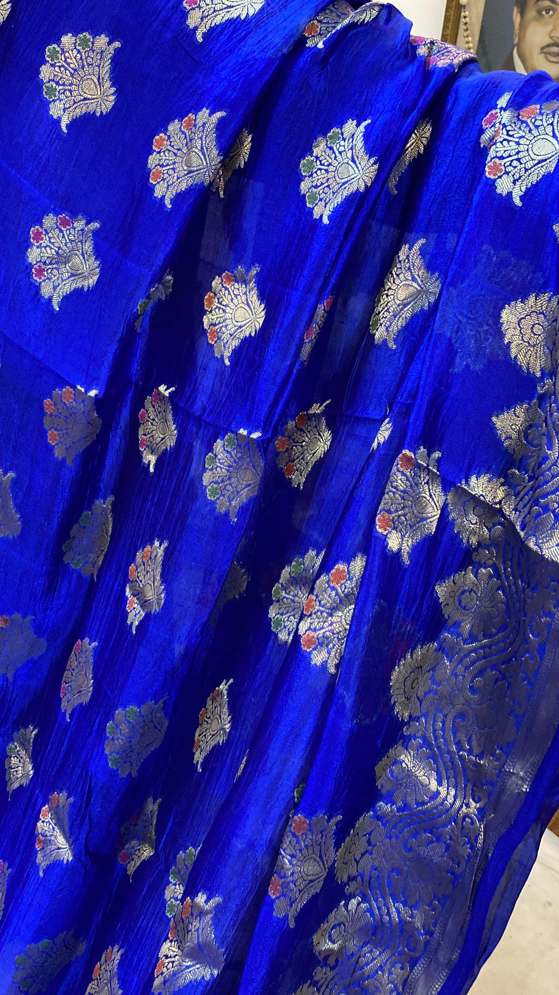 Perfect Royal Blue Pure Banarasi Katan Silk Handloom Saree by Shades Of Benares - banarasi - banarasi saree shop