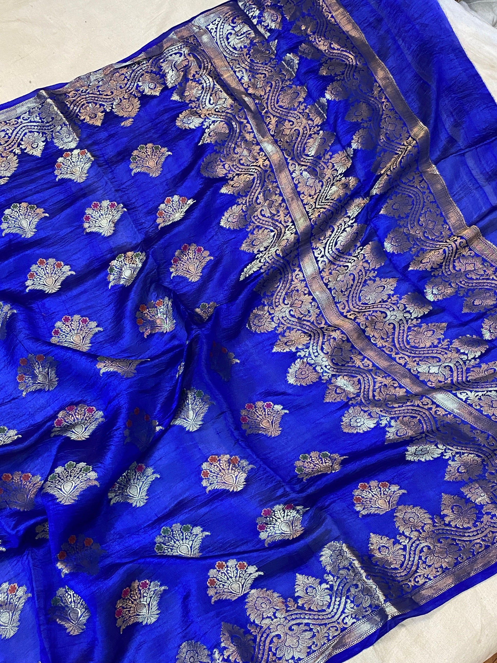 Perfect Royal Blue Pure Banarasi Katan Silk Handloom Saree by Shades Of Benares - banarasi - banarasi saree shop