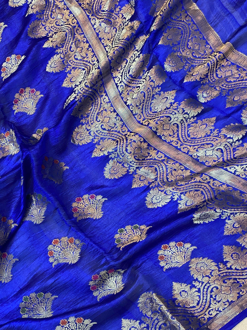 Perfect Royal Blue Pure Banarasi Katan Silk Handloom Saree by Shades Of Benares - banarasi - banarasi saree shop