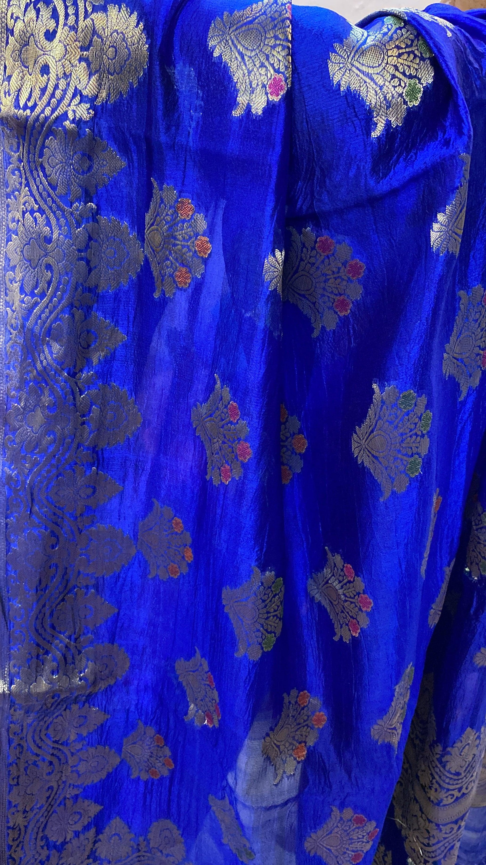 Perfect Royal Blue Pure Banarasi Katan Silk Handloom Saree by Shades Of Benares - banarasi - banarasi saree shop