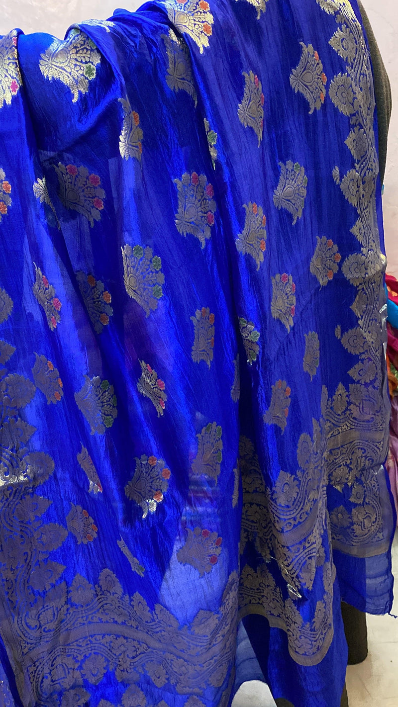 Perfect Royal Blue Pure Banarasi Katan Silk Handloom Saree by Shades Of Benares - banarasi - banarasi saree shop