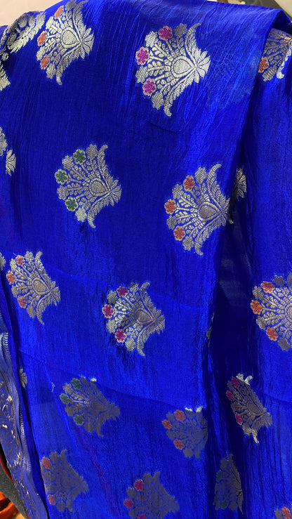 Perfect Royal Blue Pure Banarasi Katan Silk Handloom Saree by Shades Of Benares - banarasi - banarasi saree shop