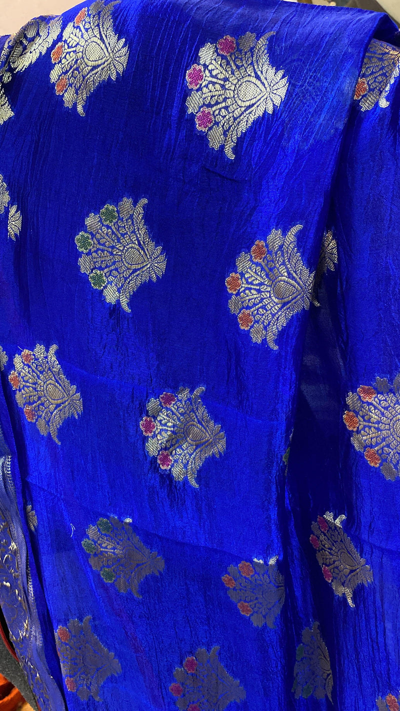 Perfect Royal Blue Pure Banarasi Katan Silk Handloom Saree - Shades Of Benares