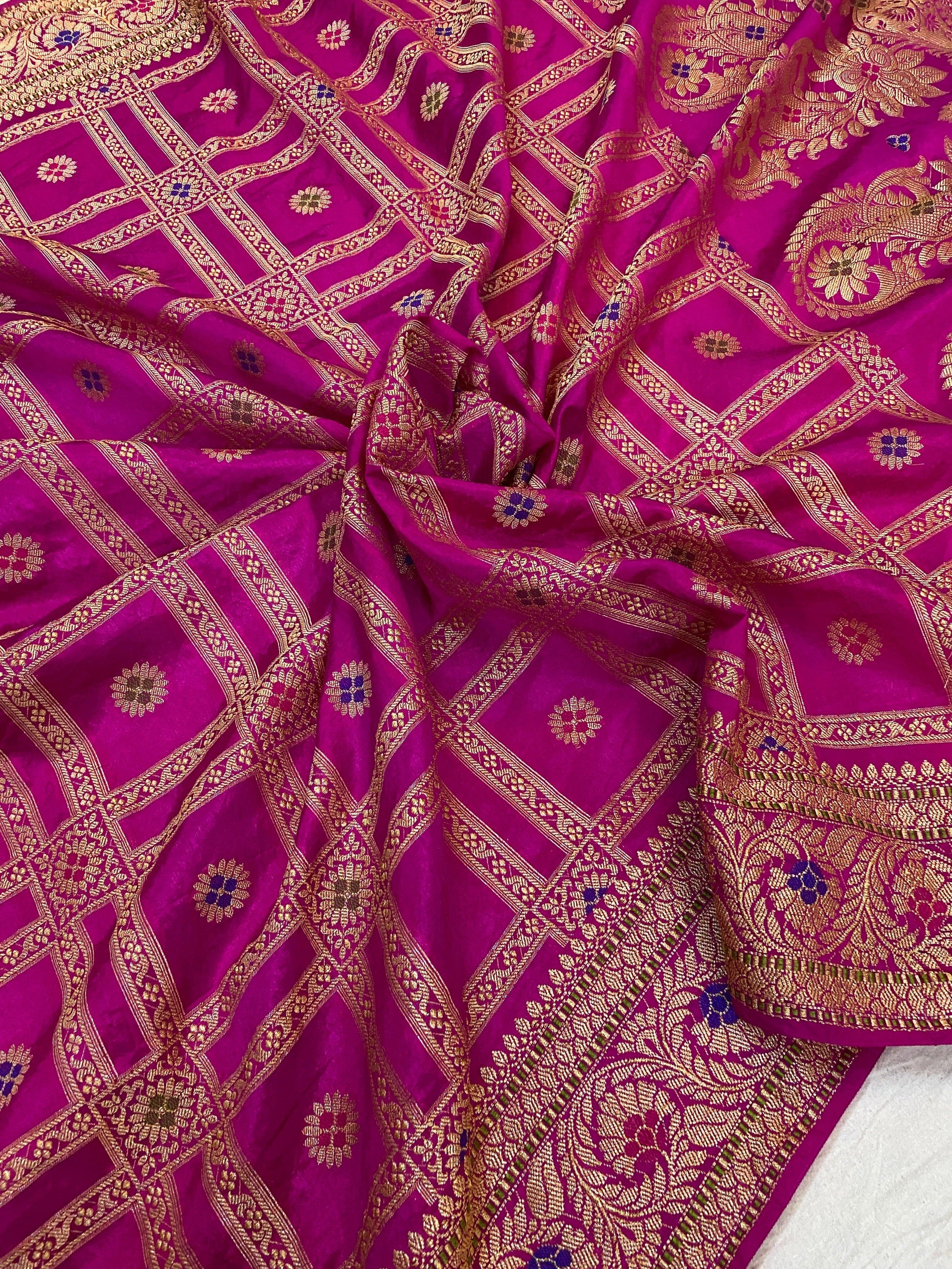 Pink Banarasi Katan Soft Silk Handloom Saree by Shades Of Benares - banarasi - banarasi saree shop