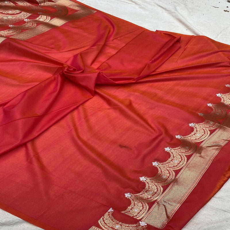 Pink Handwoven Banarasi Katan Silk Sari by Shades Of Benares - banarasi - banarasi saree shop