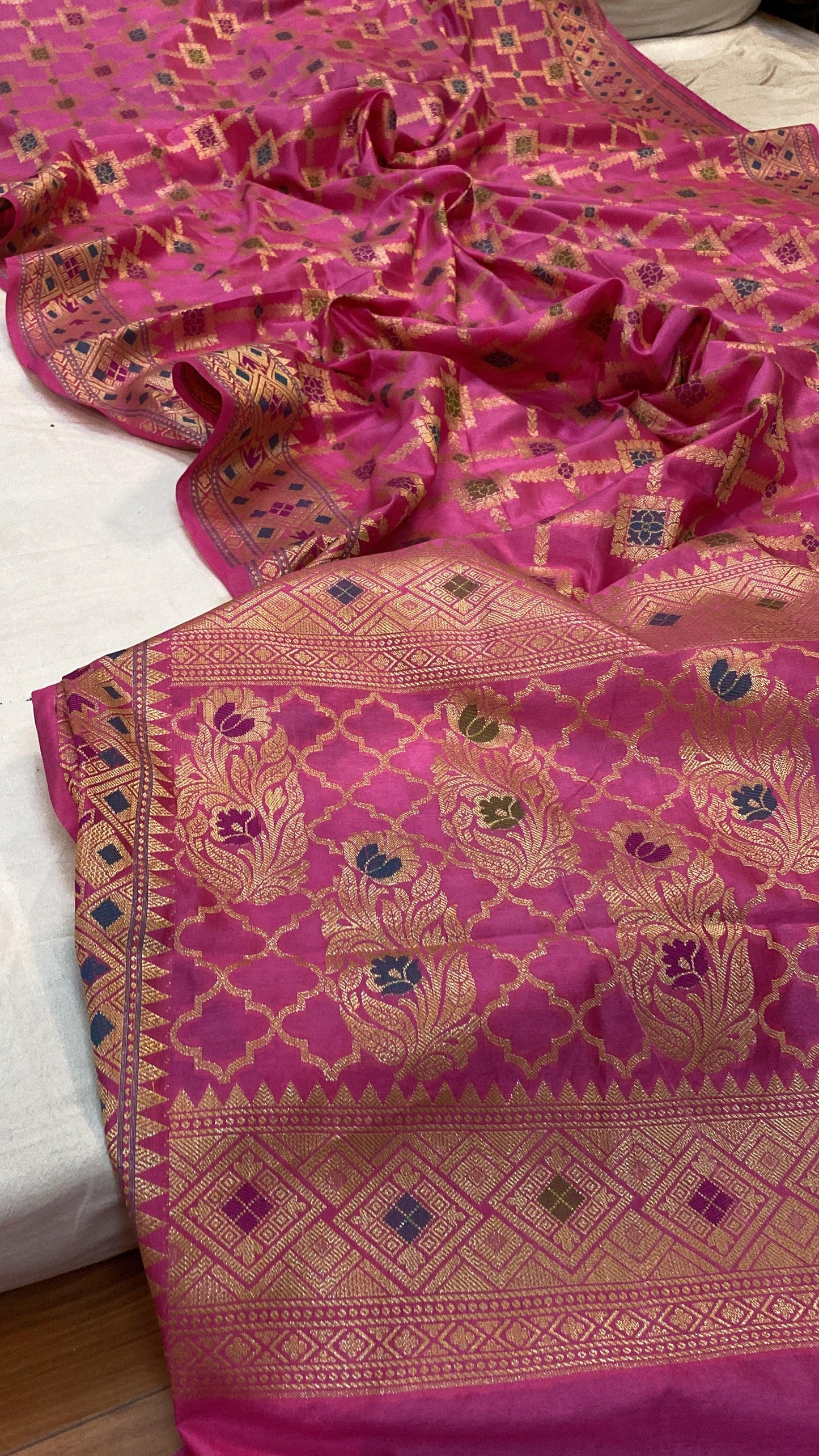 Pink Katan Soft Silk Handloom Banarasi Saree by Shades Of Benares - banarasi - banarasi saree shop