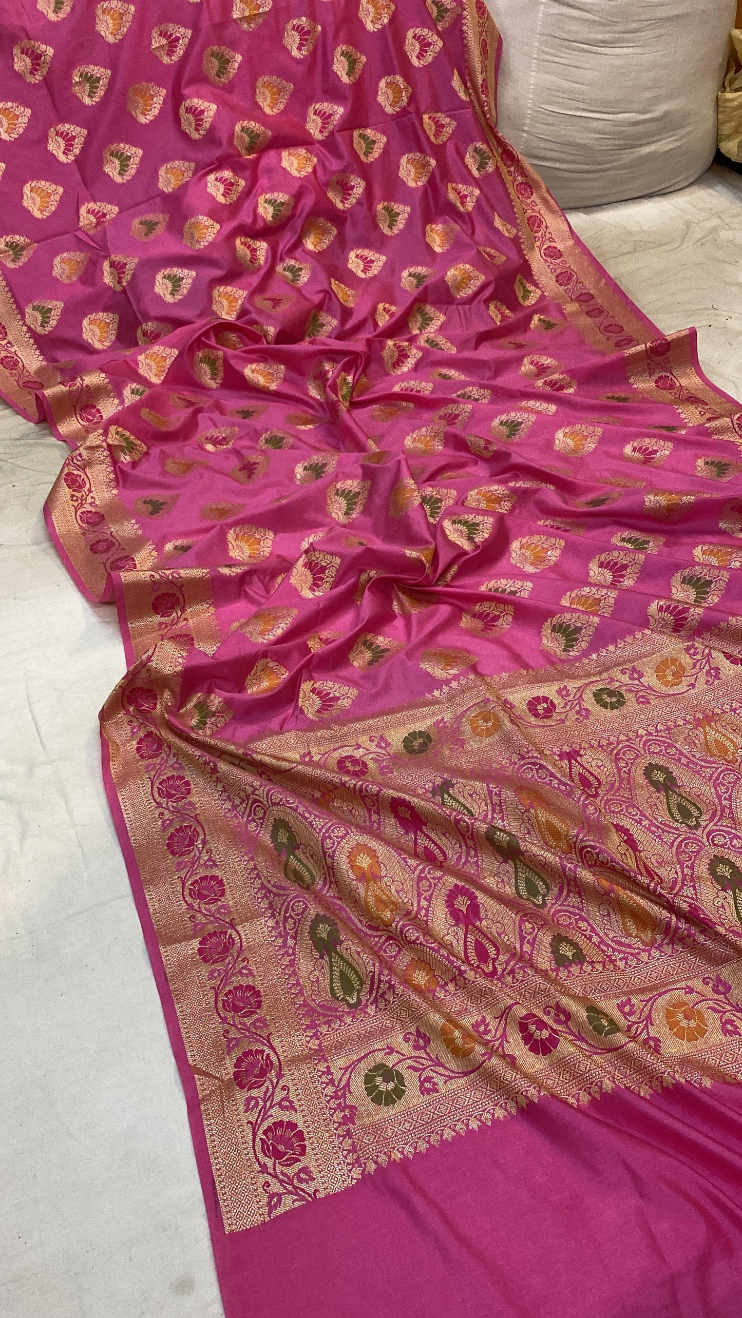 Pink Katan Soft Silk Handloom Banarasi Saree by Shades Of Benares - banarasi - banarasi saree shop