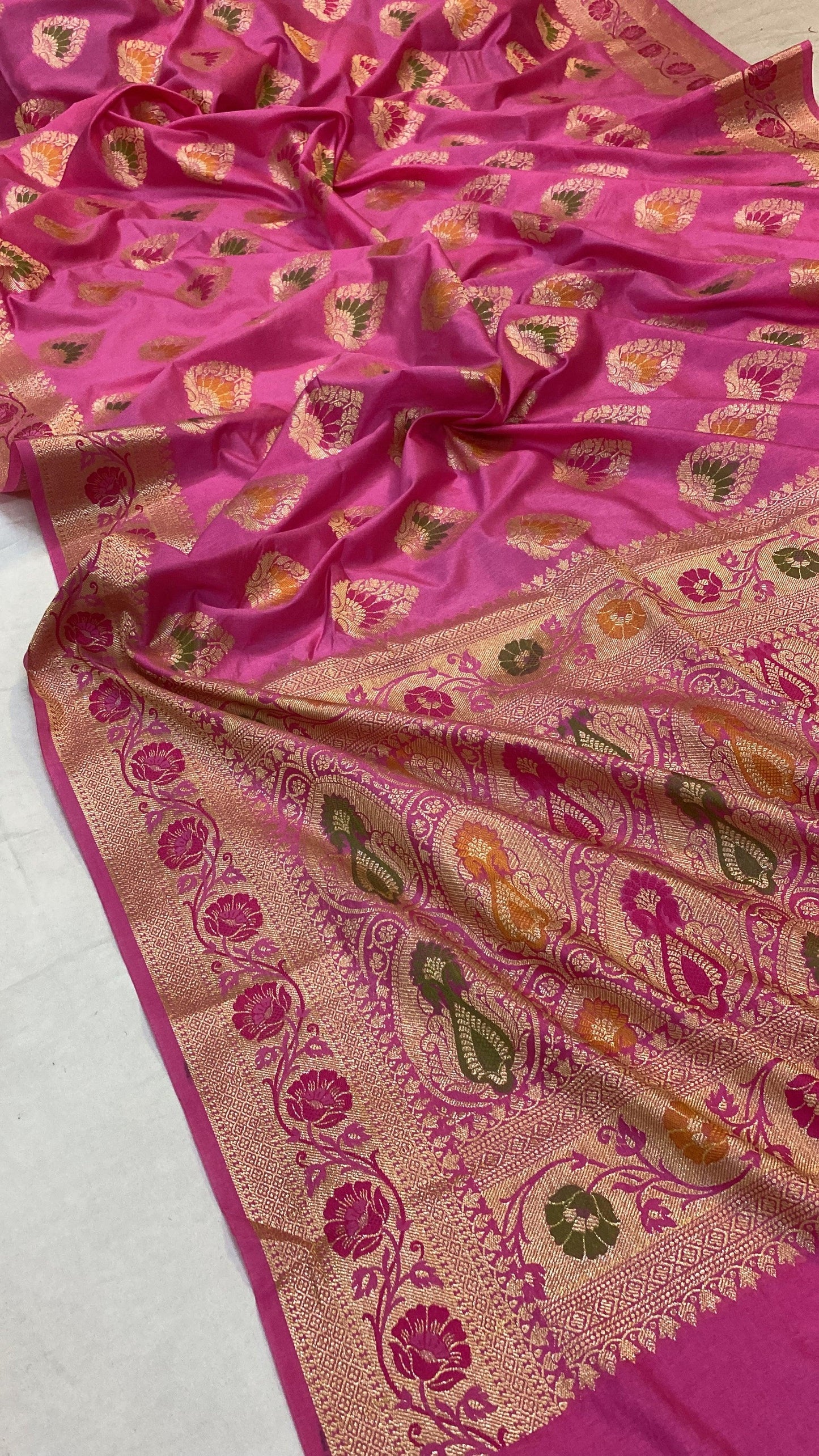 Pink Katan Soft Silk Handloom Banarasi Saree by Shades Of Benares - banarasi - banarasi saree shop