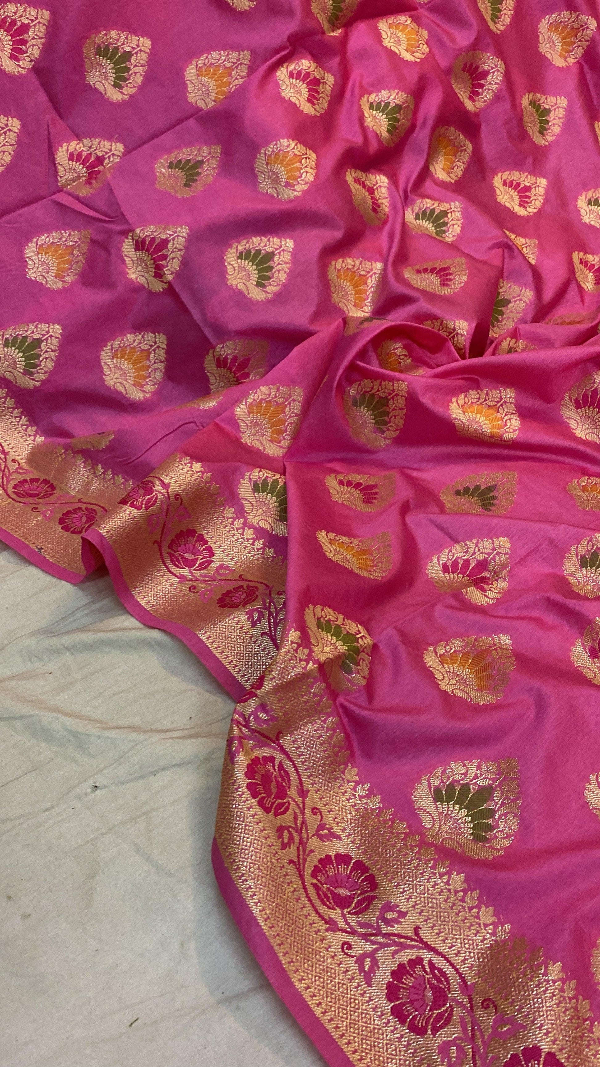 Pink Katan Soft Silk Handloom Banarasi Saree by Shades Of Benares - banarasi - banarasi saree shop