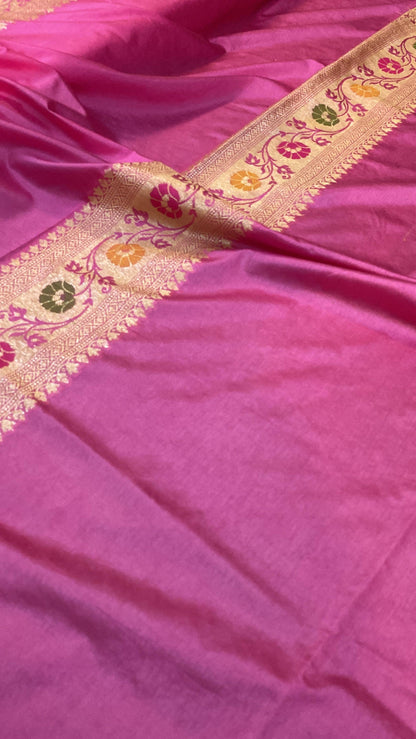 Pink Katan Soft Silk Handloom Banarasi Saree by Shades Of Benares - banarasi - banarasi saree shop