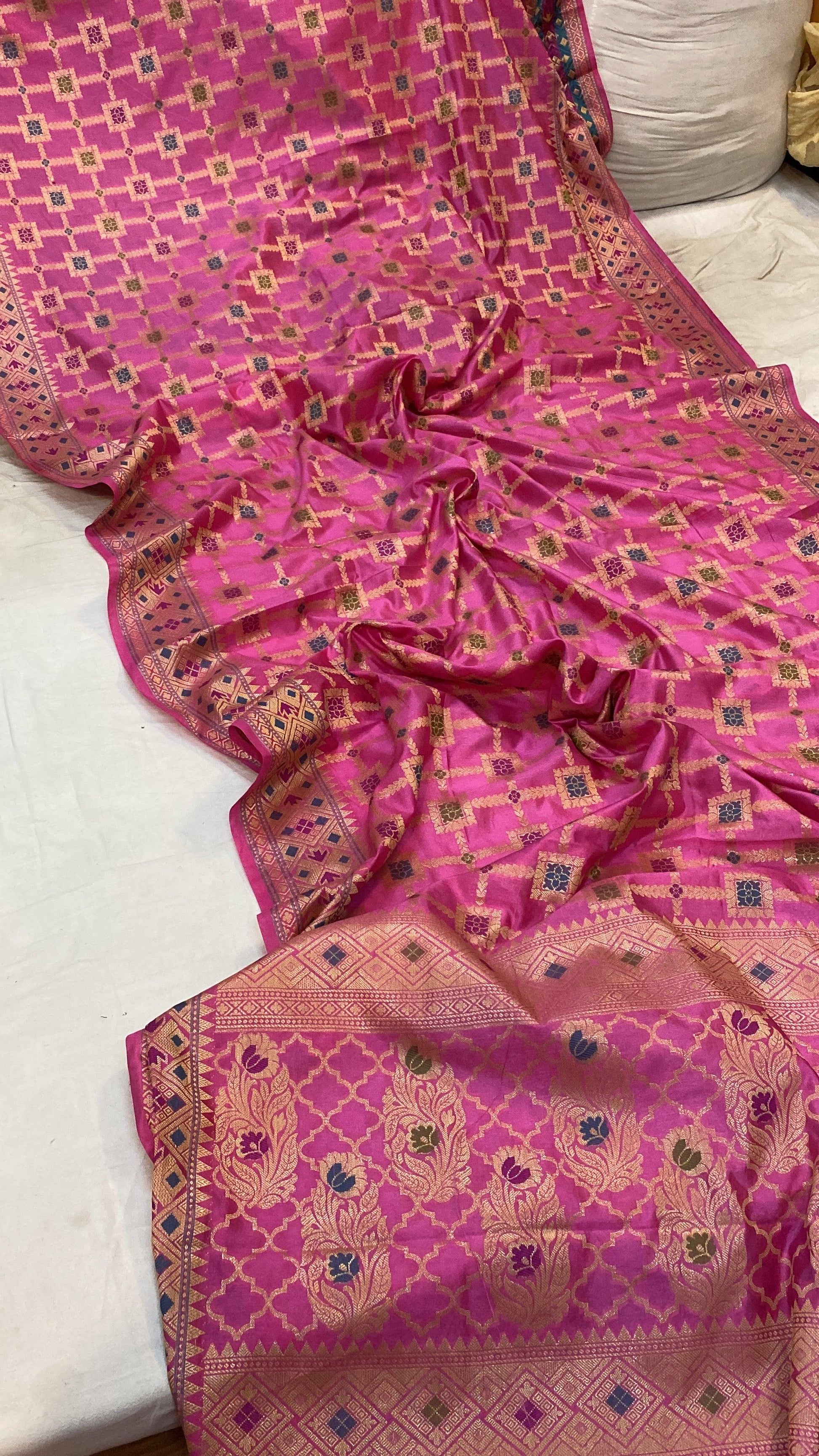 Pink Katan Soft Silk Handloom Banarasi Saree by Shades Of Benares - banarasi - banarasi saree shop