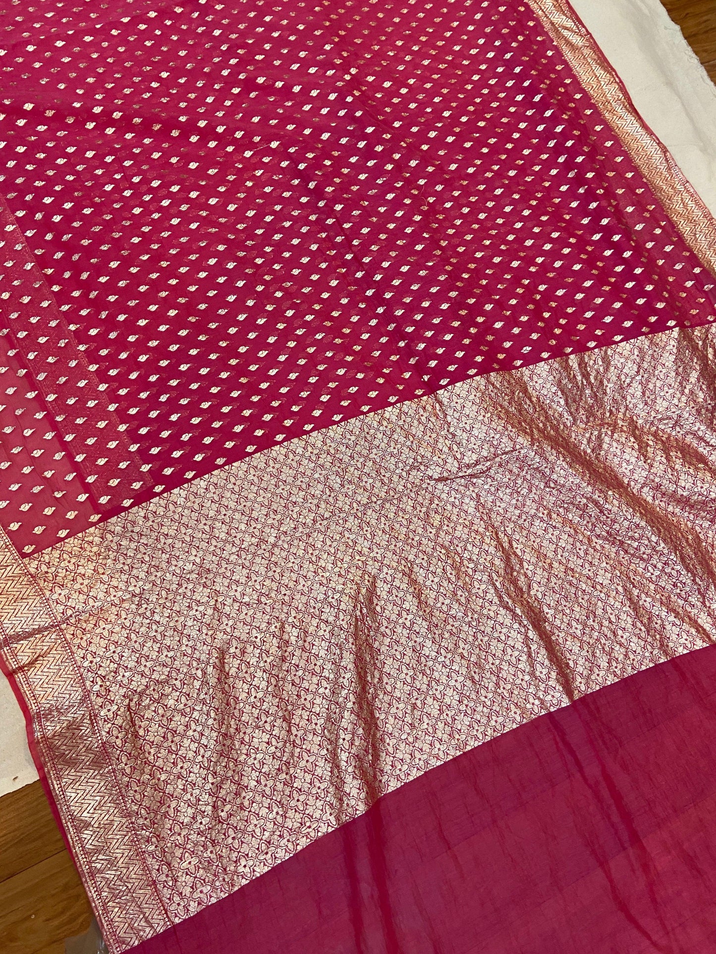 Pink Pure Banarasi Cotton Silk Handloom Saree With Blouse Piece by Shades Of Benares - banarasi - banarasi saree shop