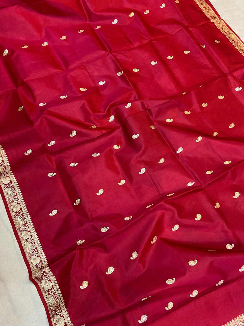 Pink Pure Banarasi Katan Silk Handloom Saree- Kadhwa - Shades Of Benares