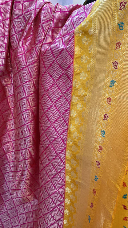 Pink Pure Banarasi Katan Silk Handloom Saree by Shades Of Benares - banarasi - banarasi saree shop