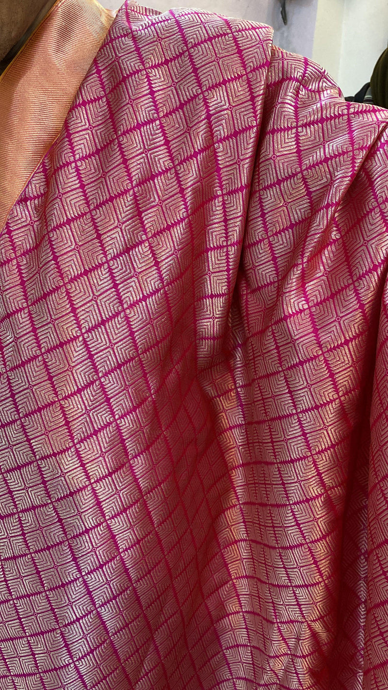 Pink Pure Banarasi Katan Silk Handloom Saree - Shades Of Benares