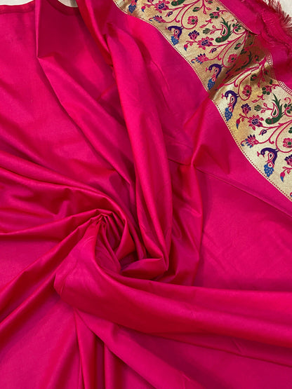 Pink Pure Banarasi Katan Silk Handloom Saree - Shikargah by Shades Of Benares - banarasi - banarasi saree shop