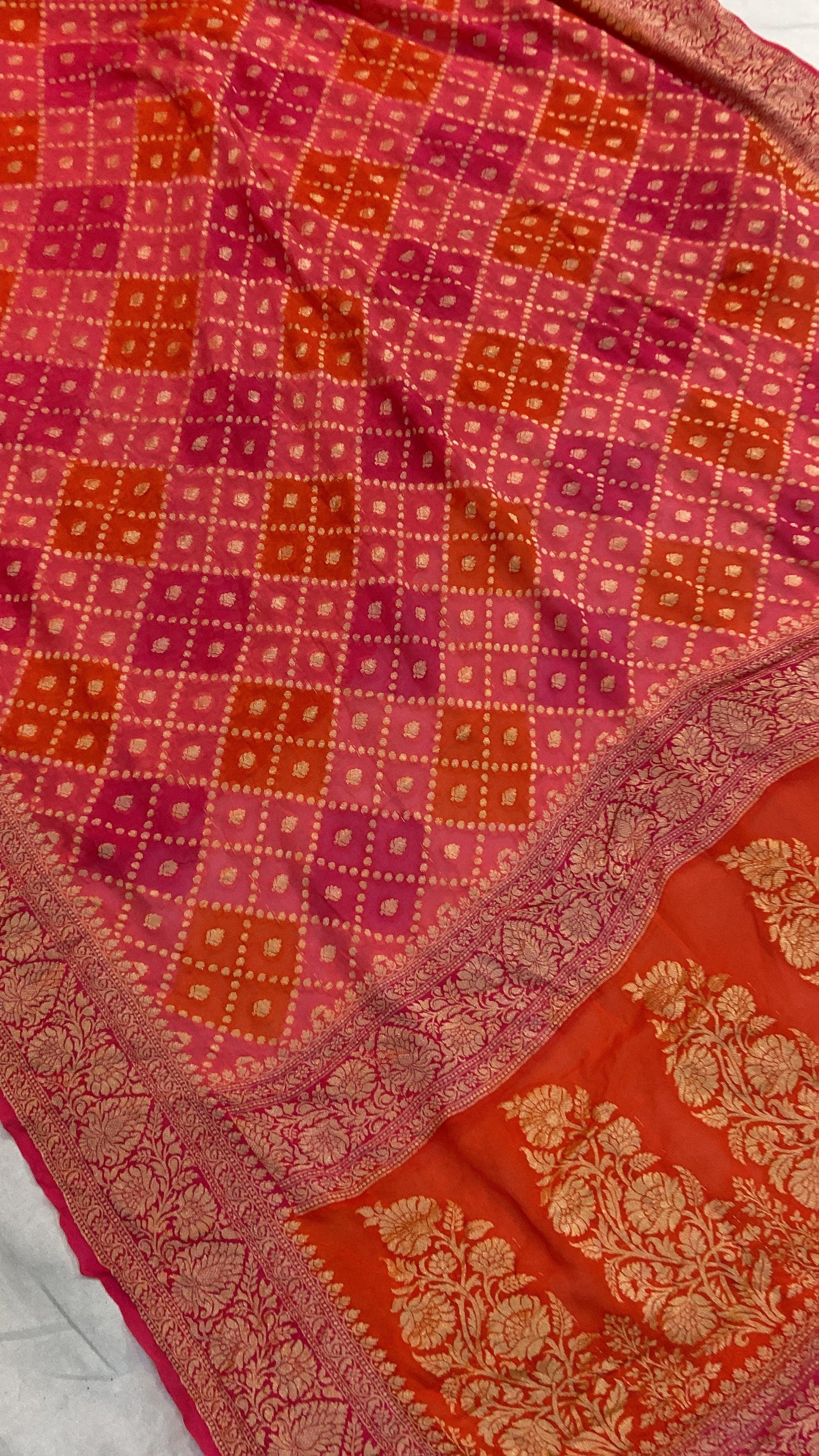 Pink Pure Banarasi Khaddi Georgette Handloom Saree - Rangkaat by Shades Of Benares - banarasi - banarasi saree shop