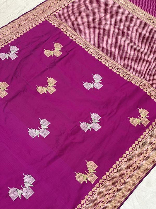 Plain Pure Katan Silk Handloom Khaddi Sarees (f00) by Shades Of Benares - banarasi - banarasi saree shop