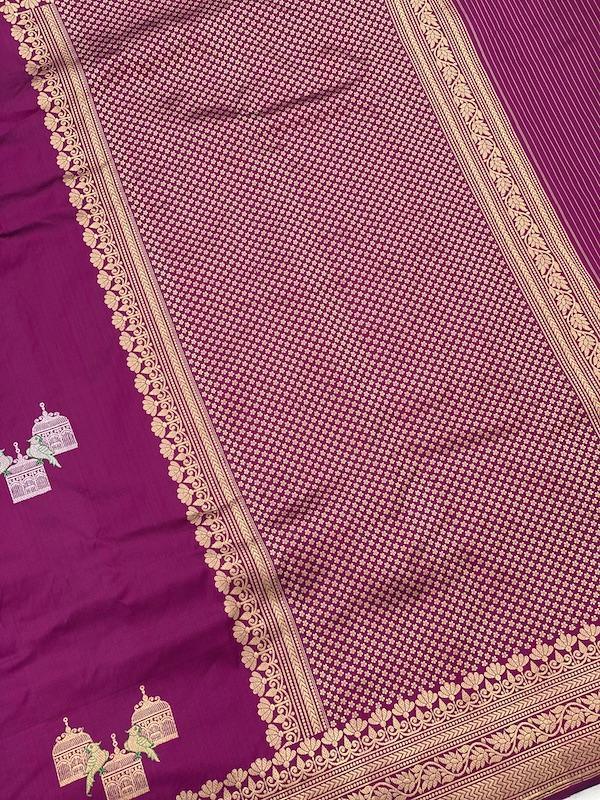 Plain Pure Katan Silk Handloom Khaddi Sarees (f00) by Shades Of Benares - banarasi - banarasi saree shop