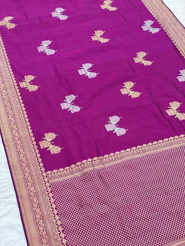 Plain Pure Katan Silk Handloom Khaddi Sarees (f00) by Shades Of Benares - banarasi - banarasi saree shop