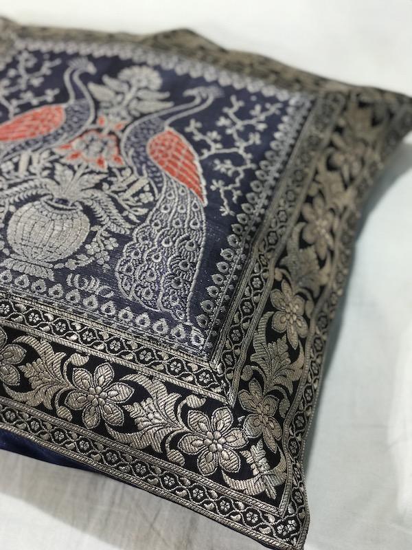 Pure Banarasi Broacde Handloom Cushion Covers (F04) - Shades Of Benares
