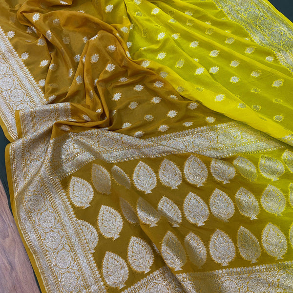 Banaras Handloom Khaddi Georgette Hand Brush Printed Saree – Banarasi  threads