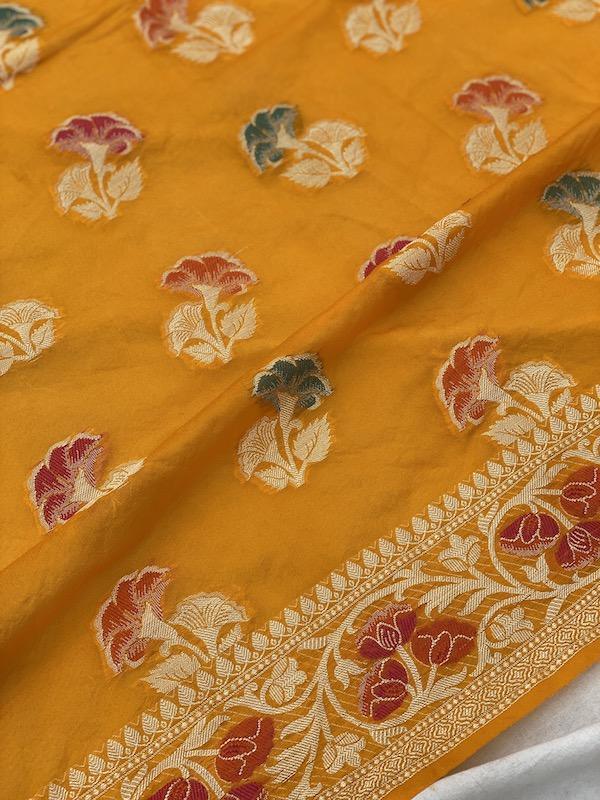 Pure Banarasi chiffon georgette Handloom Saree With Blouse Piece (J01) by Shades Of Benares - banarasi - banarasi saree shop