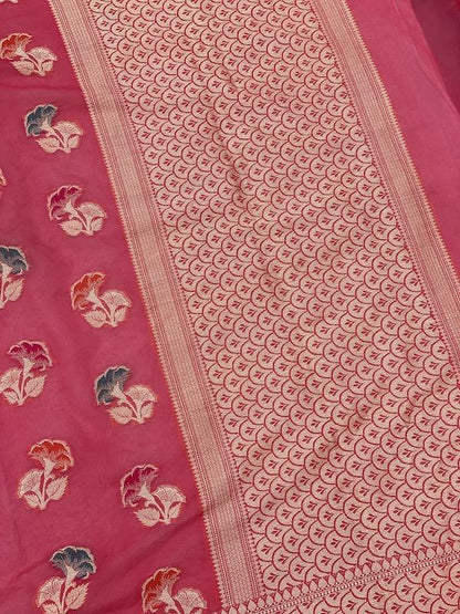 Pure Banarasi chiffon georgette Handloom Saree With Blouse Piece (J02) by Shades Of Benares - banarasi - banarasi saree shop