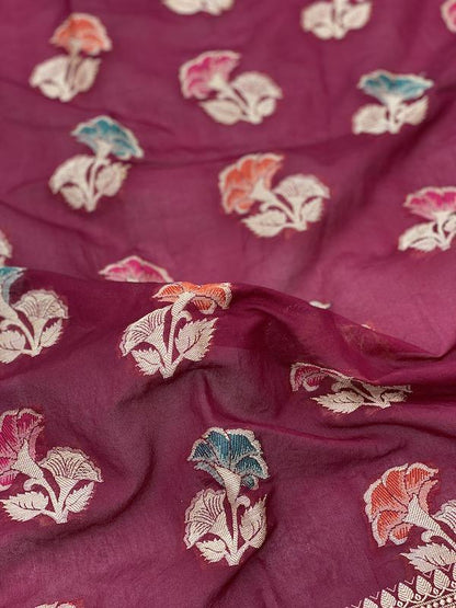 Pure Banarasi chiffon georgette Handloom Saree With Blouse Piece (J03) by Shades Of Benares - banarasi - banarasi saree shop