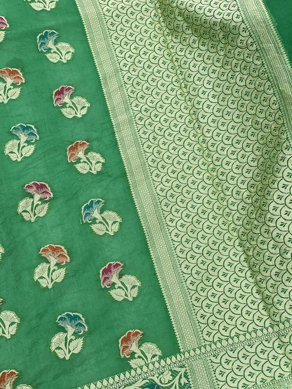 Pure Banarasi chiffon georgette Handloom Saree With Blouse Piece (J06) by Shades Of Benares - banarasi - banarasi saree shop