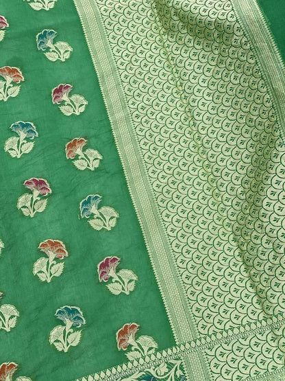 Pure Banarasi chiffon georgette Handloom Saree With Blouse Piece (J06) by Shades Of Benares - banarasi - banarasi saree shop