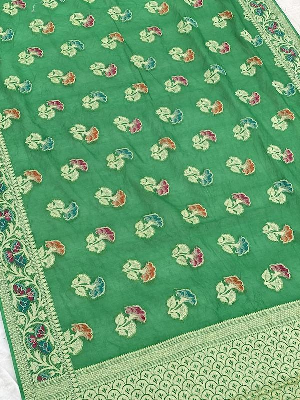 Pure Banarasi chiffon georgette Handloom Saree With Blouse Piece (J06) by Shades Of Benares - banarasi - banarasi saree shop