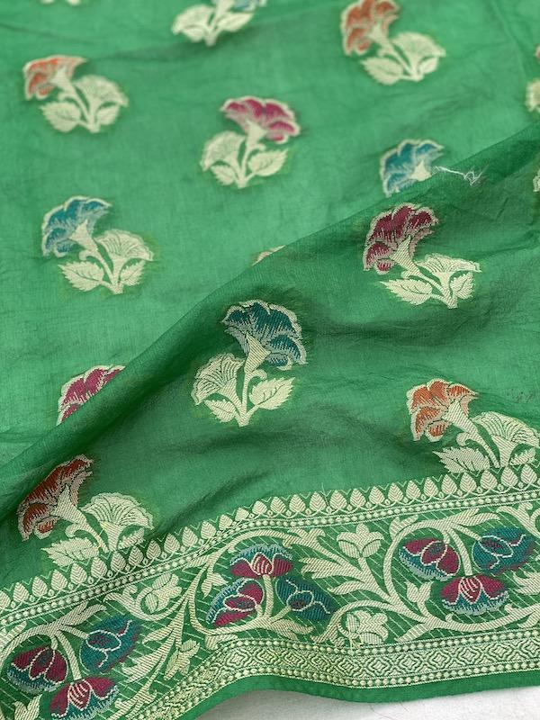 Pure Banarasi chiffon georgette Handloom Saree With Blouse Piece (J06) by Shades Of Benares - banarasi - banarasi saree shop