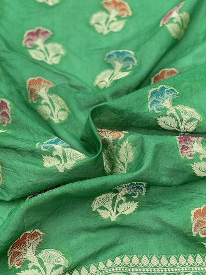 Pure Banarasi chiffon georgette Handloom Saree With Blouse Piece (J06) by Shades Of Benares - banarasi - banarasi saree shop