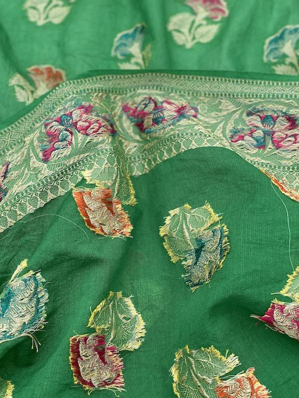 Pure Banarasi chiffon georgette Handloom Saree With Blouse Piece (J06) by Shades Of Benares - banarasi - banarasi saree shop