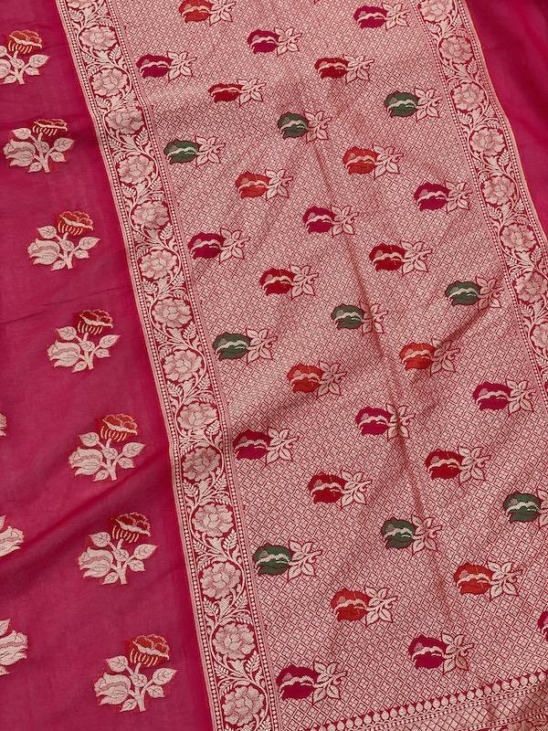 Pure Banarasi chiffon georgette Handloom Saree With Blouse Piece (J07) by Shades Of Benares - banarasi - banarasi saree shop