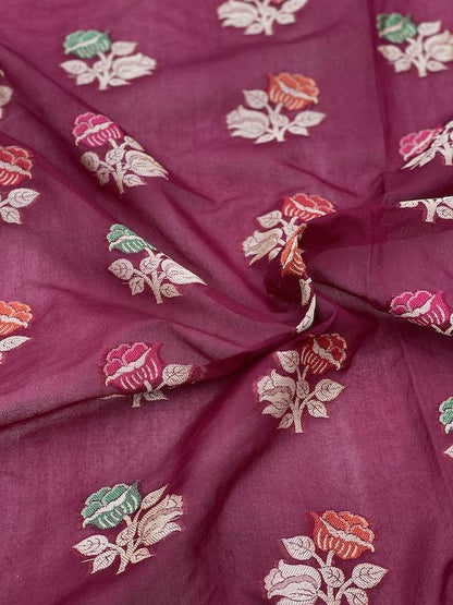 Pure Banarasi chiffon georgette Handloom Saree With Blouse Piece (J11) by Shades Of Benares - banarasi - banarasi saree shop