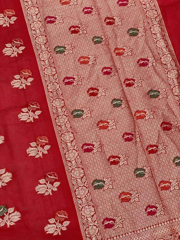 Pure Banarasi chiffon georgette Handloom Saree With Blouse Piece (J12) by Shades Of Benares - banarasi - banarasi saree shop