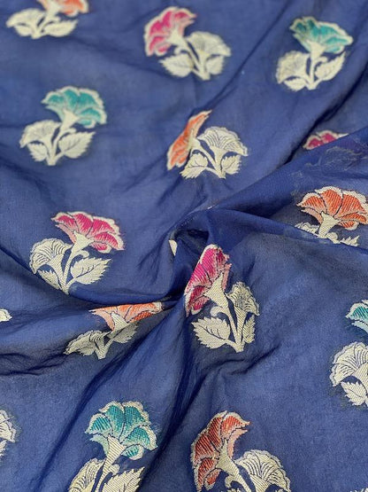 Pure Banarasi chiffon georgette Handloom Saree With Blouse Piece (J13) by Shades Of Benares - banarasi - banarasi saree shop