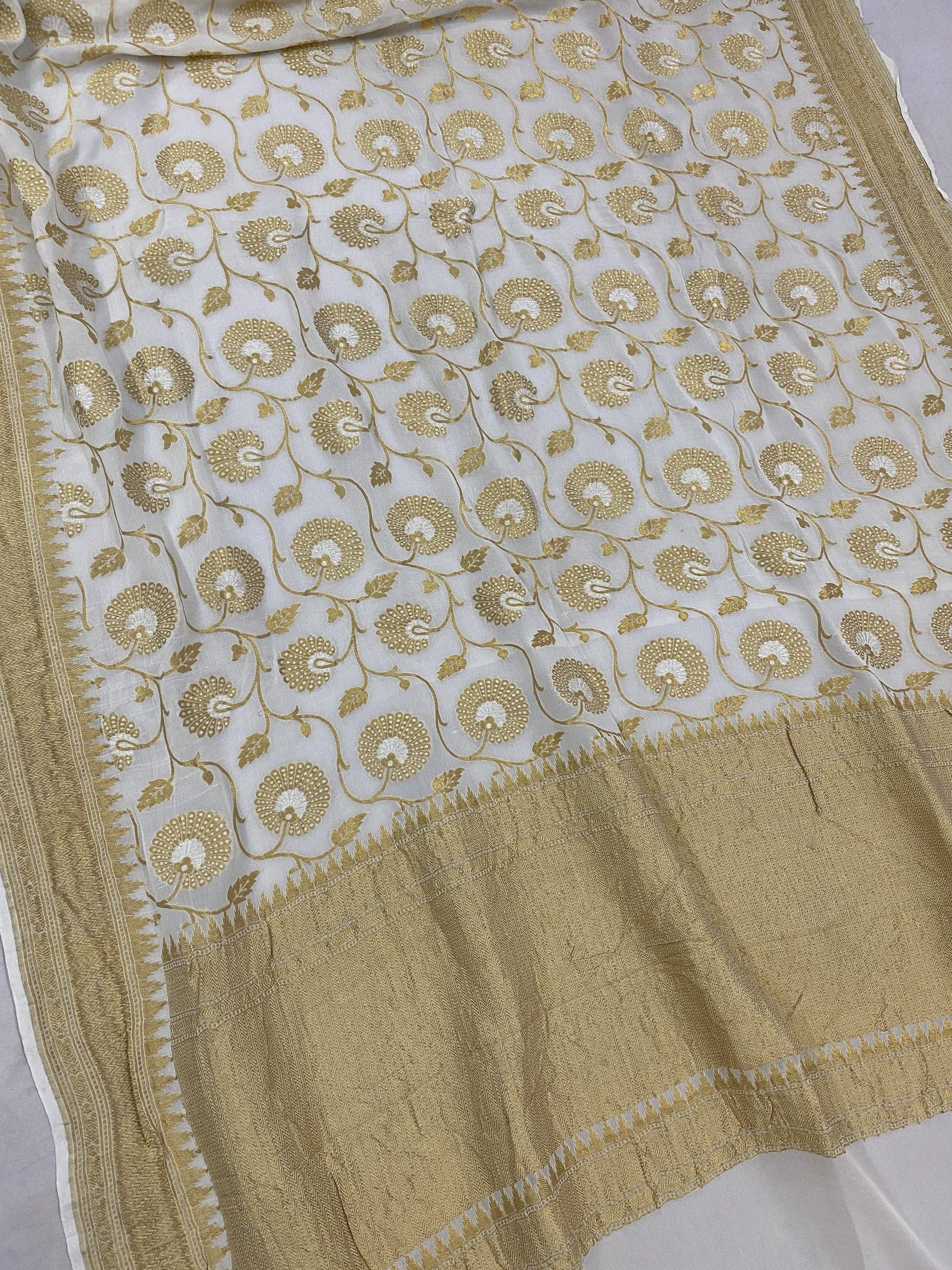 Pure Banarasi Chiffon Georgette Khaddi handloom saree, buti (MSKC01) by Shades Of Benares - banarasi - banarasi saree shop