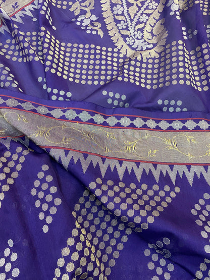 Pure Banarasi Cotton Handloom Saree Real ZariSK01IR by Shades Of Benares - banarasi - banarasi saree shop