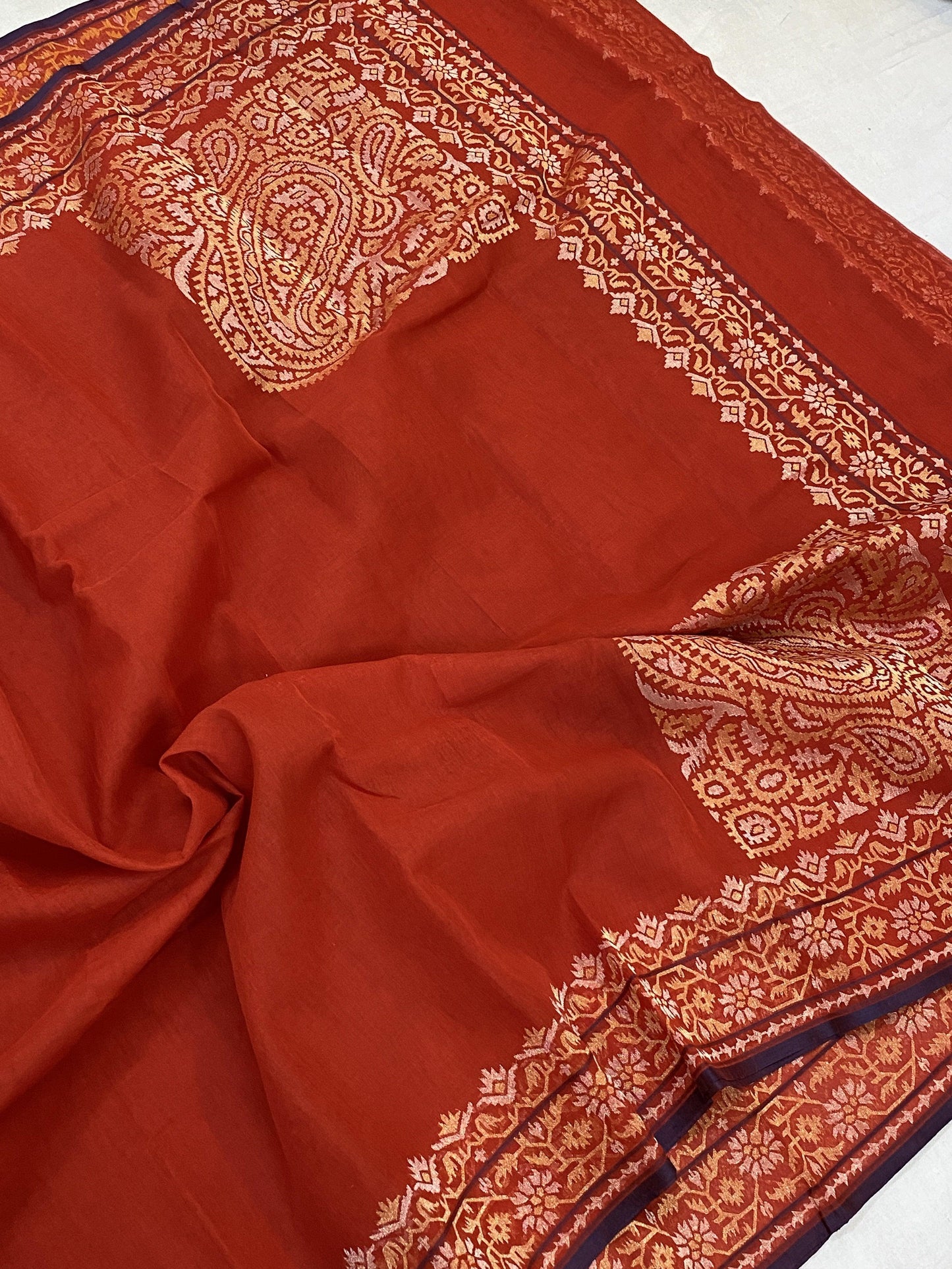 Pure Banarasi Cotton Handloom Saree With Blouse Piece_iL11 by Shades Of Benares - banarasi - banarasi saree shop