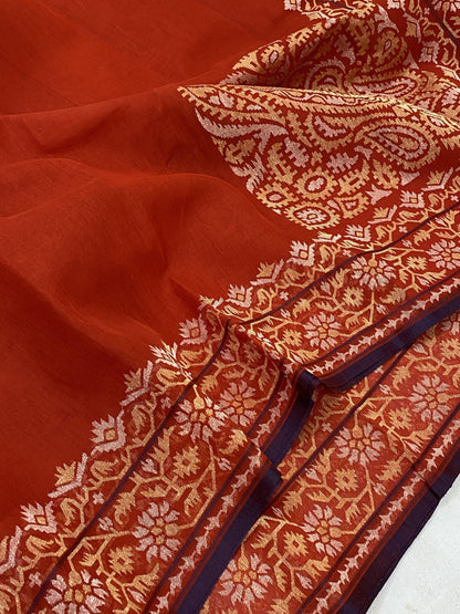 Pure Banarasi Cotton Handloom Saree With Blouse Piece_iL11 by Shades Of Benares - banarasi - banarasi saree shop