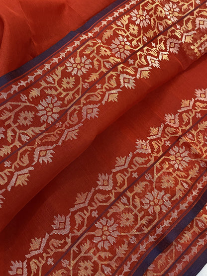 Pure Banarasi Cotton Handloom Saree With Blouse Piece_iL11 by Shades Of Benares - banarasi - banarasi saree shop