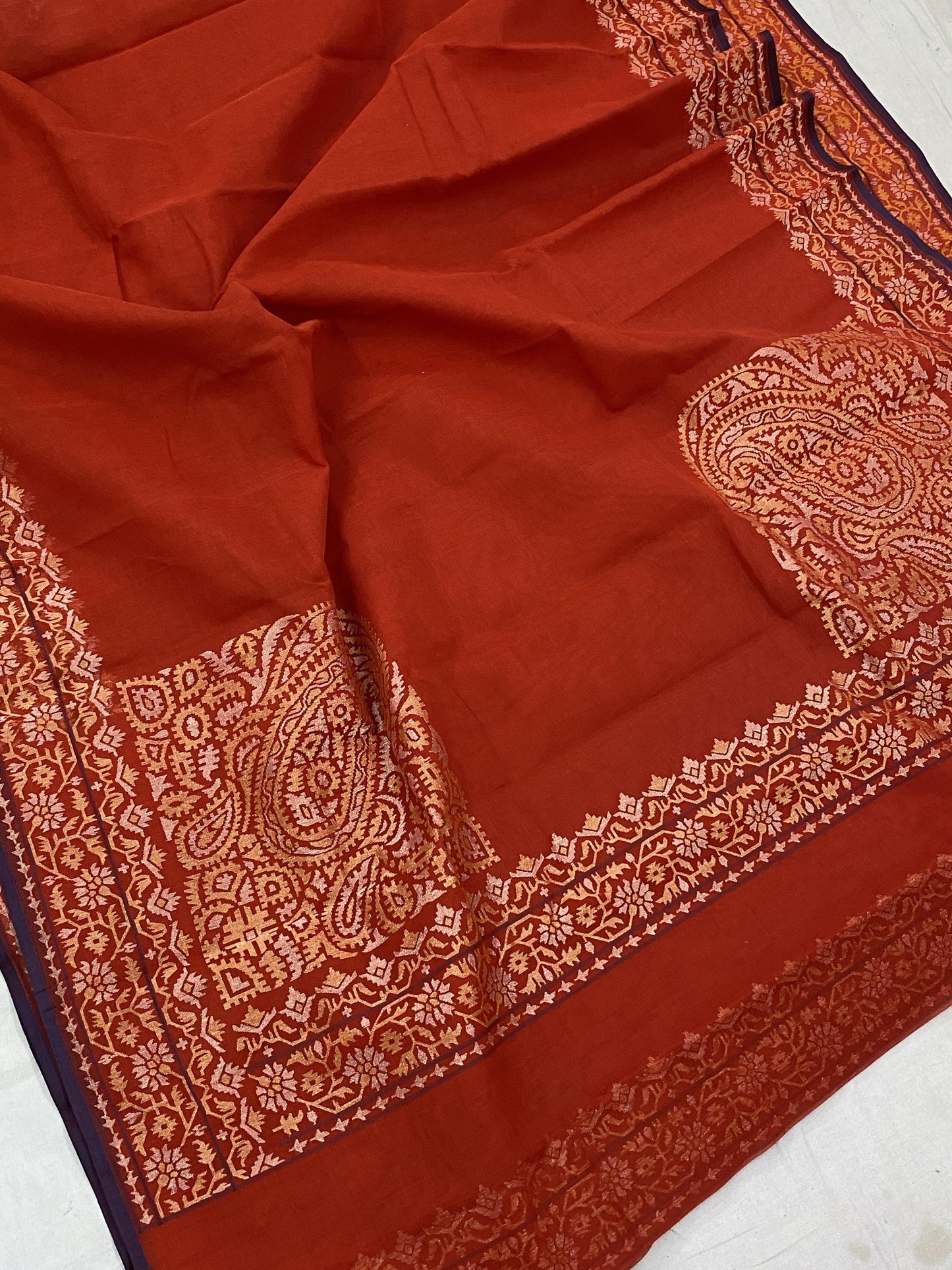 Pure Banarasi Cotton Handloom Saree With Blouse Piece_iL11 by Shades Of Benares - banarasi - banarasi saree shop